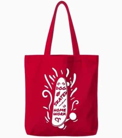 Funny Skateboarding Phrase Tote Bags - Red