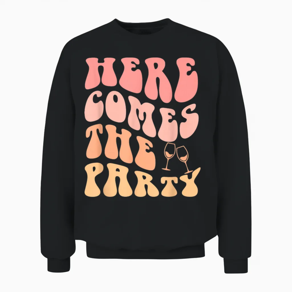Hier Kommt Die Party Bachelorette Party Bride Bridemaid Unisex Sweatshirt in Black