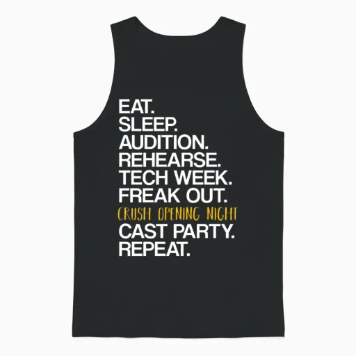 Eat Sleep Audition | Theater Nerd, Musical Unisex Tank Top in Black