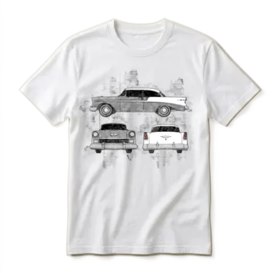 1956 Chevrolet Bel Air Sketch Silver Unisex T-Shirt - White