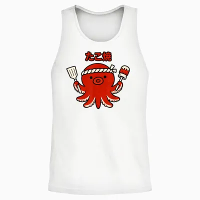 Takoyaki Pieuvre Japonaise Street Food Cute Kawaii Tako Unisex Tank Top - White