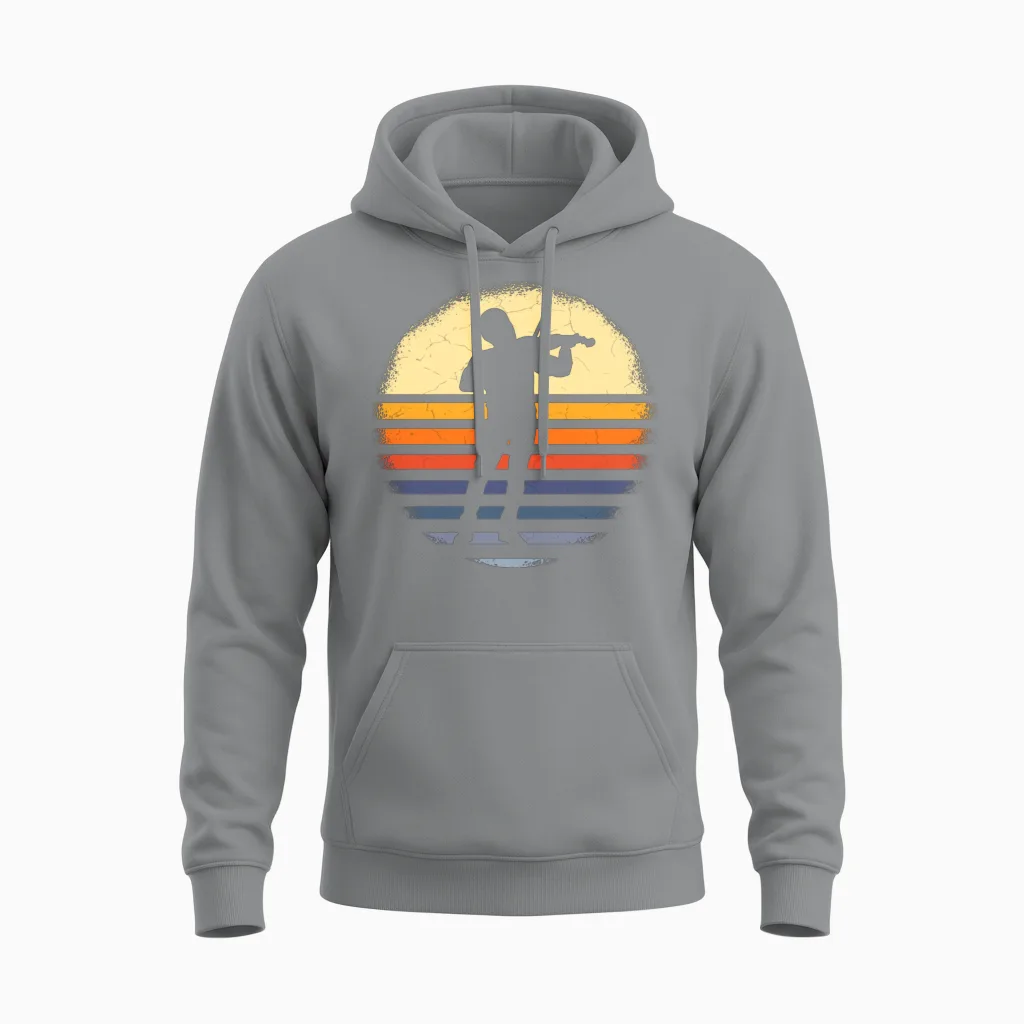 Violinist Retro Unisex Hoodie in Sport Grey