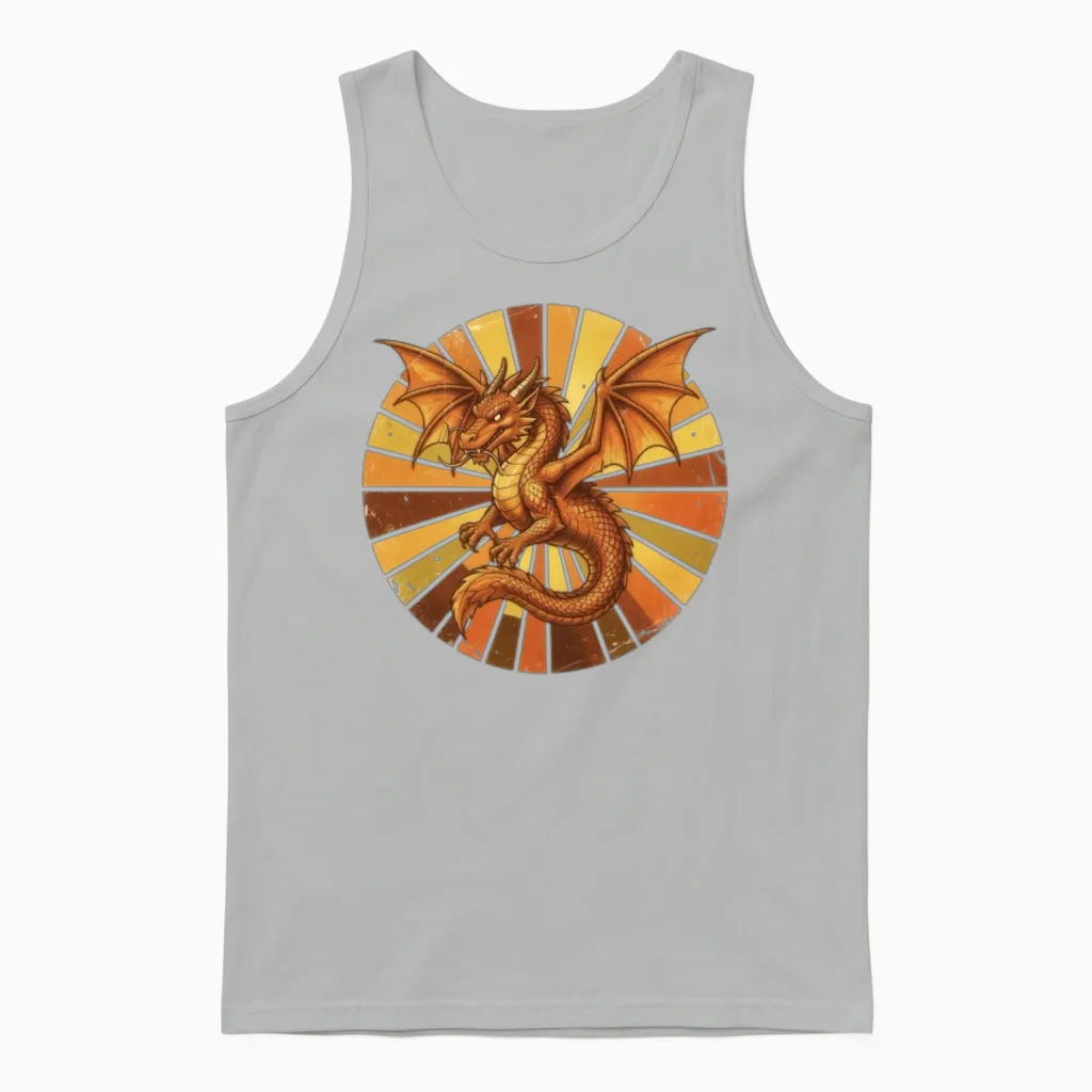 Solar Dragon Sunset Circle Summer & Beach Gift Unisex Tank Top in Ash