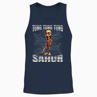 Tung Tung Tung Sahur Unisex Tank Top - Navy