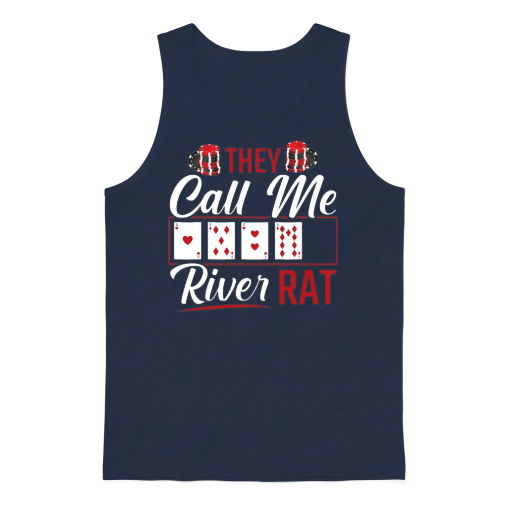 River Rat Funny Poker Player Texas Holdem Lucker Unisex Tank Top - Navy