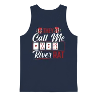 River Rat Funny Poker Player Texas Holdem Lucker Unisex Tank Top - Navy – 1