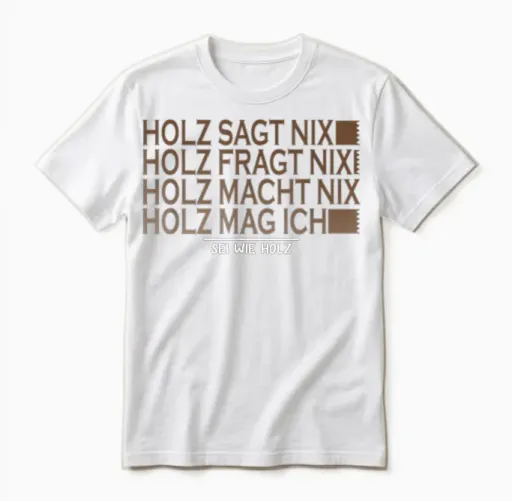 T-Shirt with German Text "holz Sagt Nix Sei Wie Holz Sagt Nix Sei Wie Holz Säge Motor Unisex T-Shirt - White