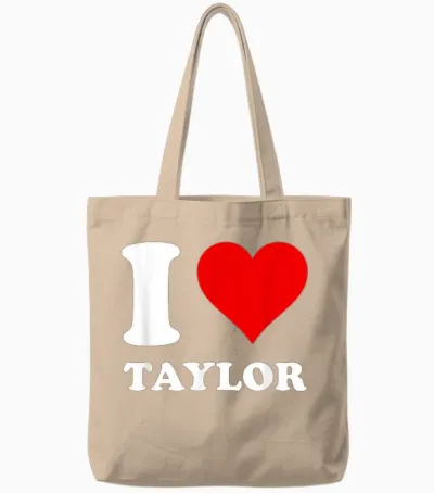 I Love Taylor Tote Bags - Natural