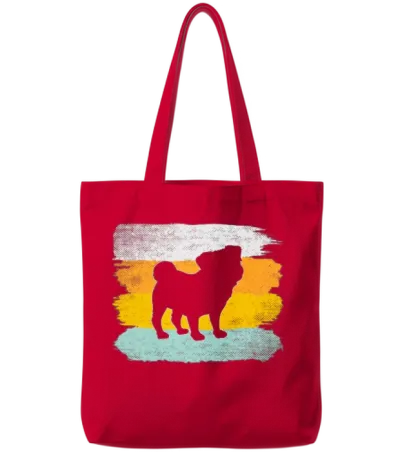 Pug Retro Tote Bags - Red