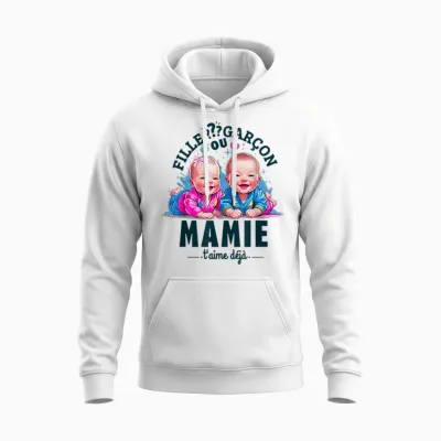Gift Gender Reveal Granny Party Gender Reveal Unisex Hoodie - White