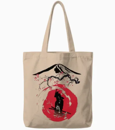 Japanese Samurai Art Tote Bags - Natural