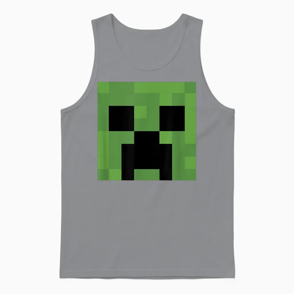 Minecraft Creeper Big Face Unisex Tank Top in Sport Grey