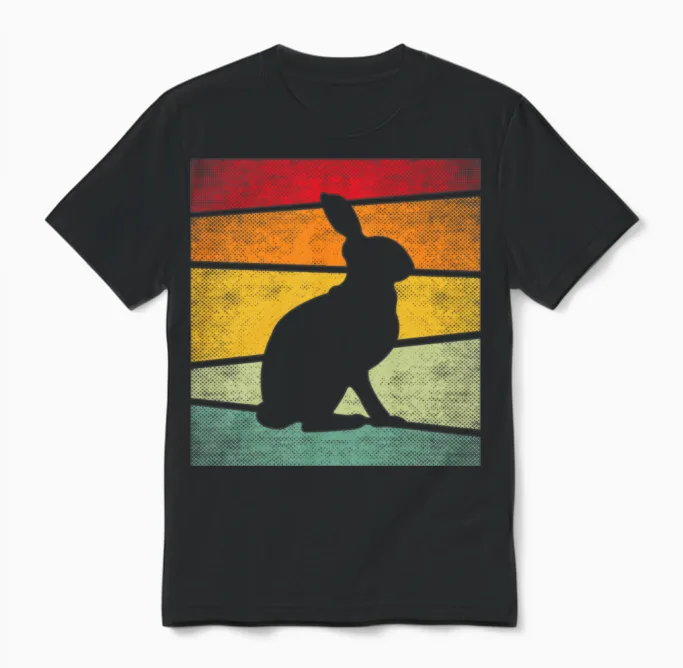 Rabbit Retro Unisex T-Shirt in Black