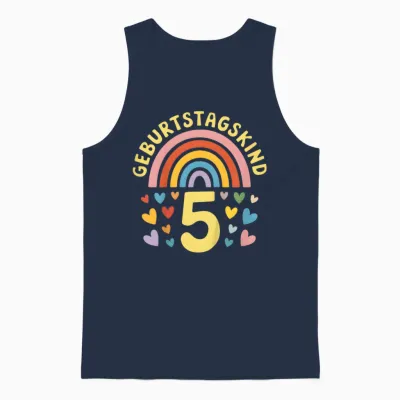 5. Geburtstag Kindergeburtstag Fünfter Geburtstag Regenbogen Unisex Tank Top - Navy