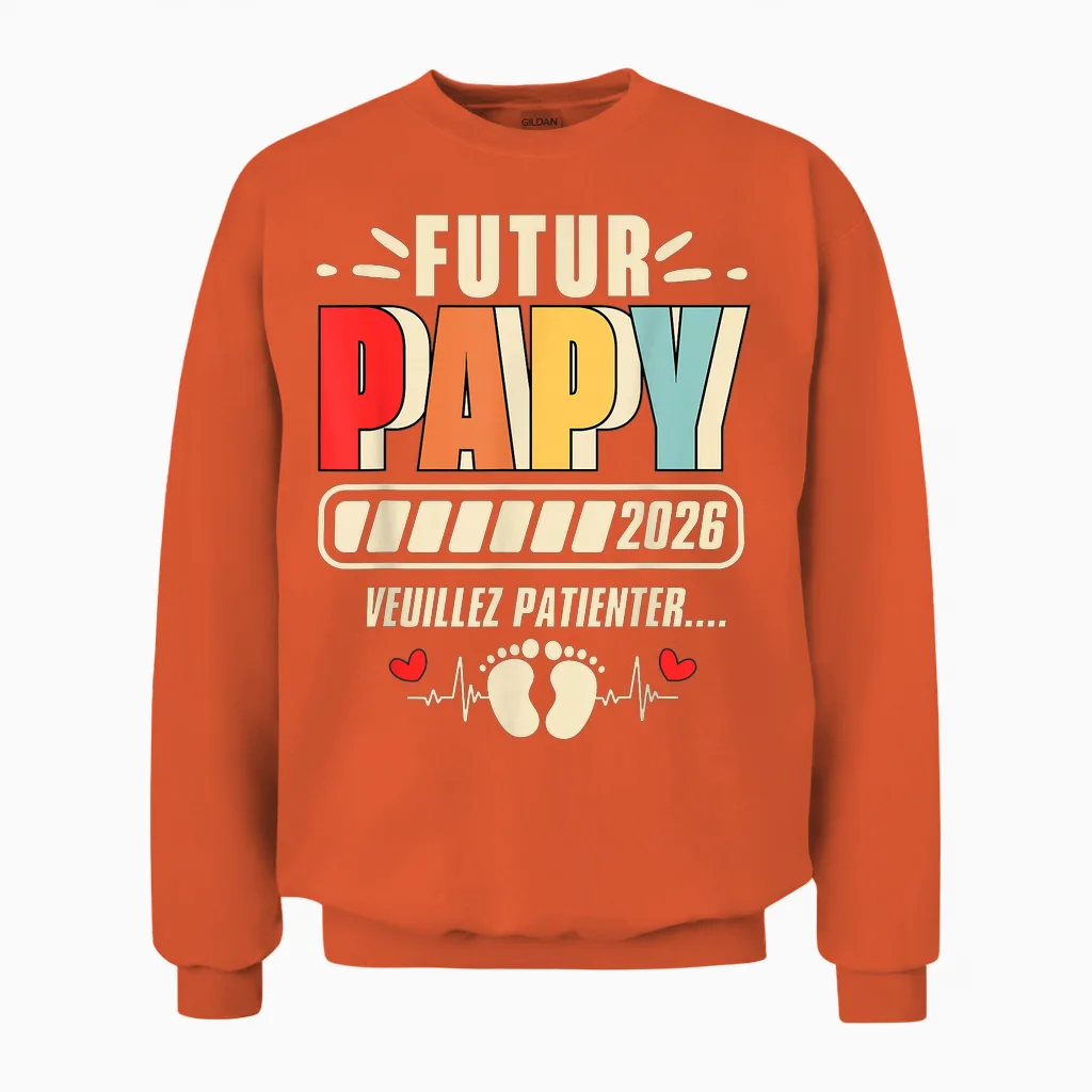 Gift Future Grandpa 2026 Grandpa Announcement Pregnancy Unisex Sweatshirt in Orange