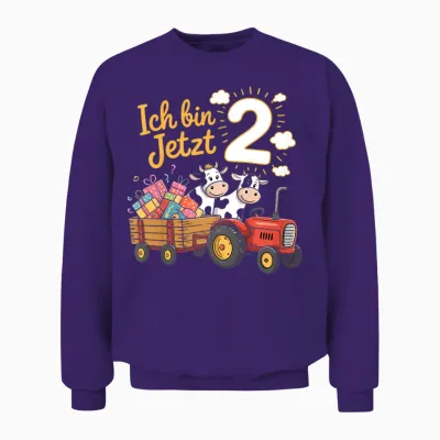 Ich Bin Jetzt 2 Traktor Bauernhof 2. Geburtstag Junge Unisex Sweatshirt - Purple
