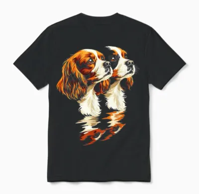 Dog Illustration Cavalier King Charles Spaniel T-Shirt, Black, S Unisex T-Shirt - Black