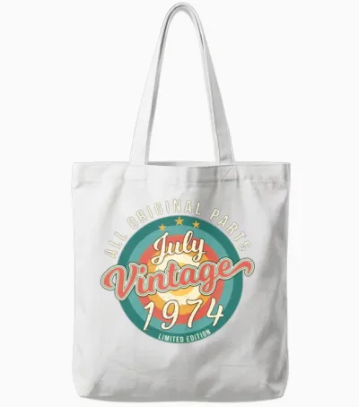 Vintage 1974 July Tote Bags - White