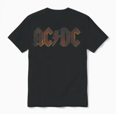 Official Ac/dc Distressed Red Logo Band Vintage Roll Unisex T-Shirt - Black
