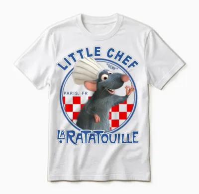 Disney Pixar Ratatouille Remy Little Chef Graphic T-Shirt, Black, S Unisex T-Shirt - White