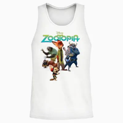 Disney Zootopia Character Group and Logo Unisex Tank Top - White