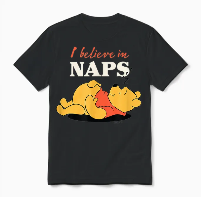 Winnie the Pooh - I Believe in Naps Unisex T-Shirt in Black