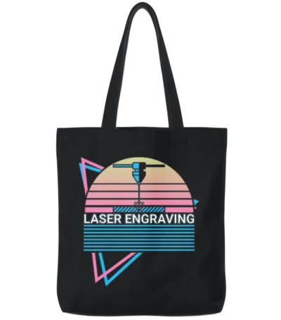 Laser Engraving Retro Tote Bags - Black