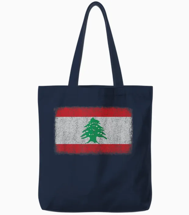 Lebanon Flag Pattern for Men, Women, Tote Bags in Navy