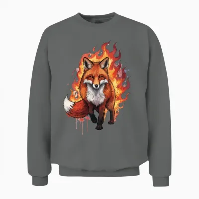 Flame Fox Illustration Unisex Sweatshirt - Graphite Heather