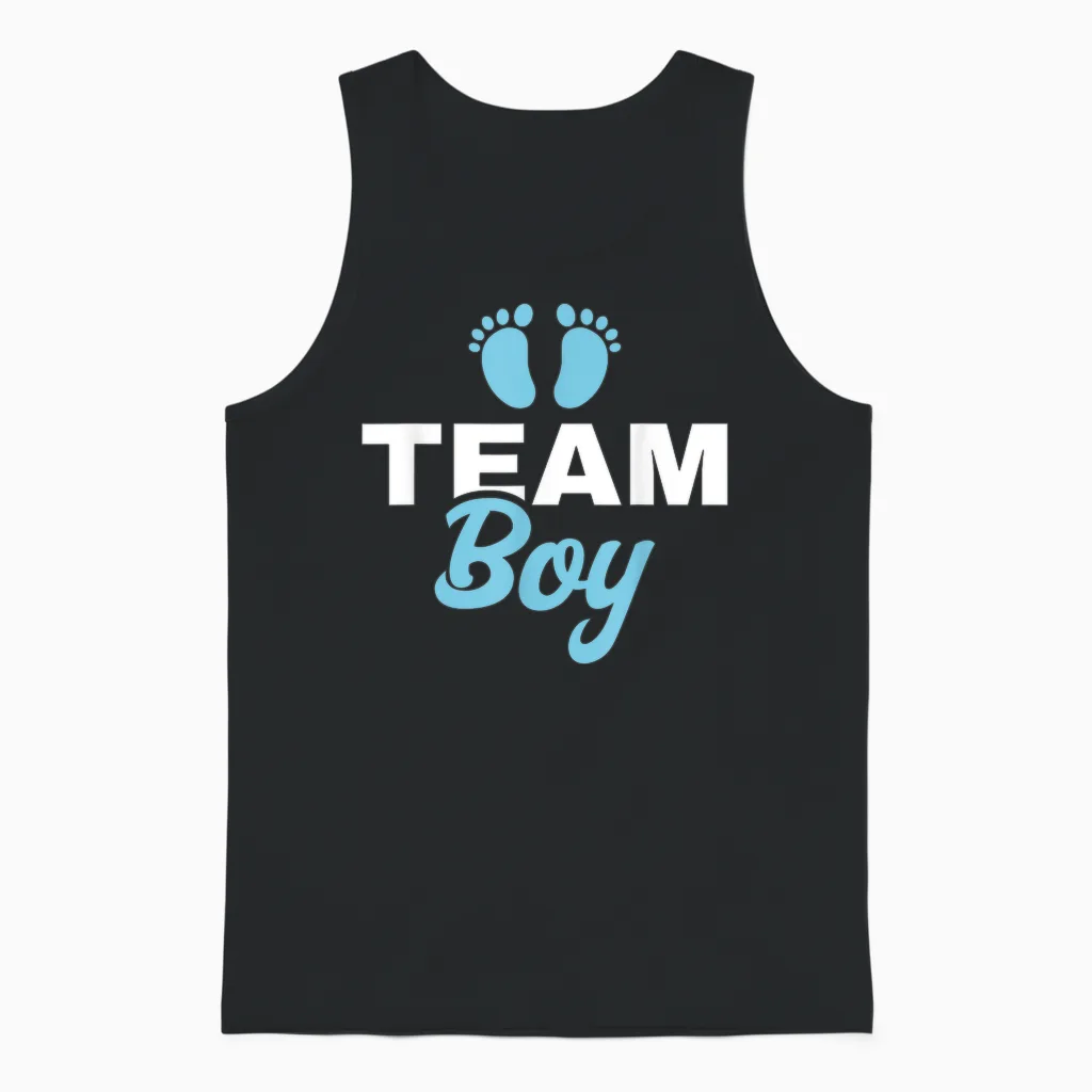 Gender Reveal Party T-Shirt - Team Boy Gender Reveal Unisex Tank Top in Black