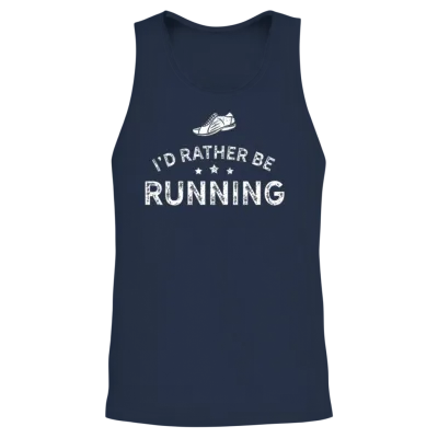 Running Design Id Rather Be Running White Cross Country Fitness Funny Gift Unisex Tank Top - Navy