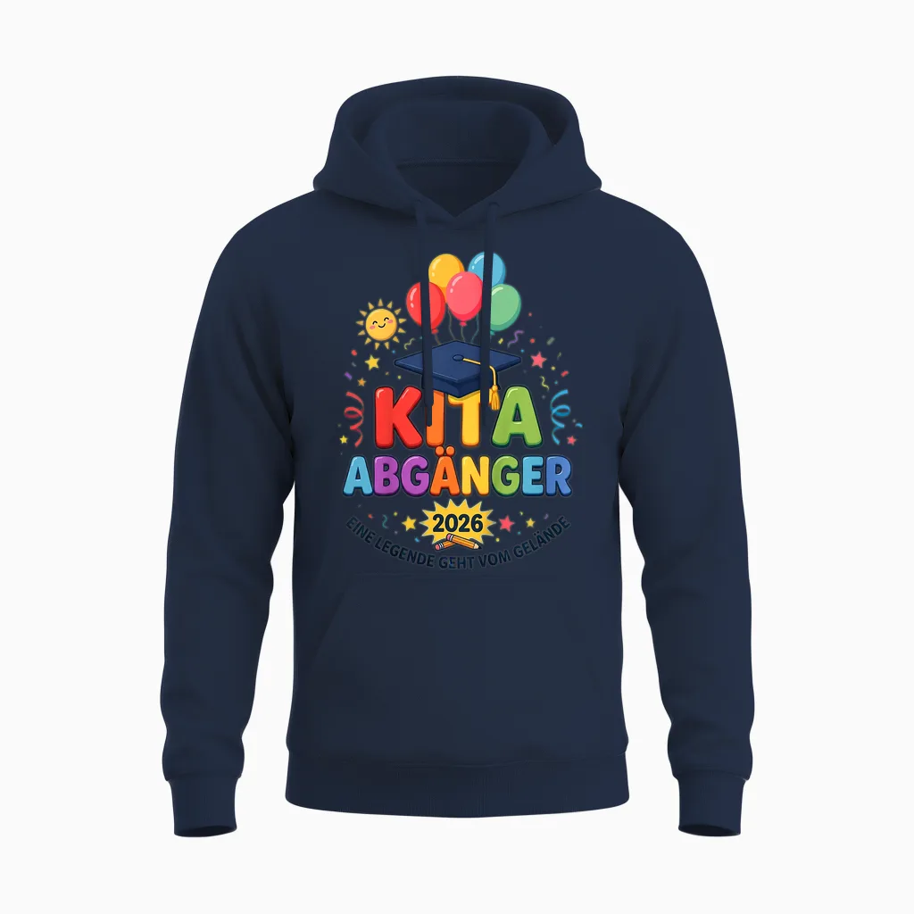 Kinder Tschüss Kindergarten Hallo Schule Kita Abgänger 2026 Legende Unisex Hoodie in Navy