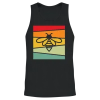 Bee Retro Unisex Tank Top - Black – 2