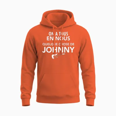Something Johnny Guitar Rock Tribute French Idol Unisex Hoodie - Orange