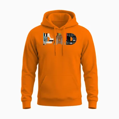 Star Wars Luke Yoda Darth Vader Dad Father’s Day Birthday Unisex Hoodie - Safety Orange
