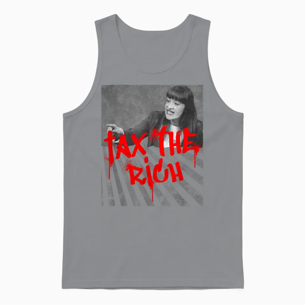 Tax the Rich! Fan Item Left Merch Heidi Reichinnek T-Shirt, Black, S Unisex Tank Top in Sport Grey