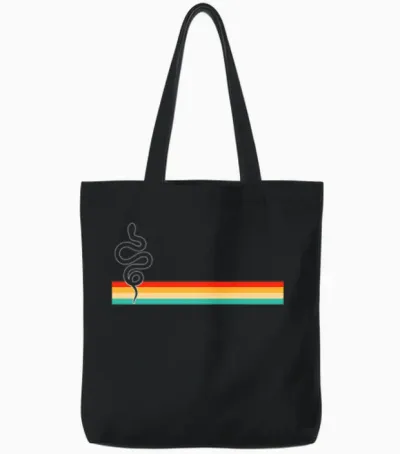 Snake Retro Tote Bags - Black