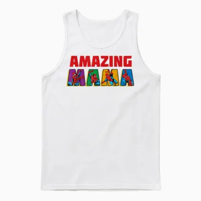 Marvel Spider-Man Amazing Mama Mom Birthday Mother’s Day Unisex Tank Top - White