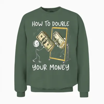 How to Double Your Money Funny Sarcasm Sarcastic Unisex Sweatshirt - Military Green
