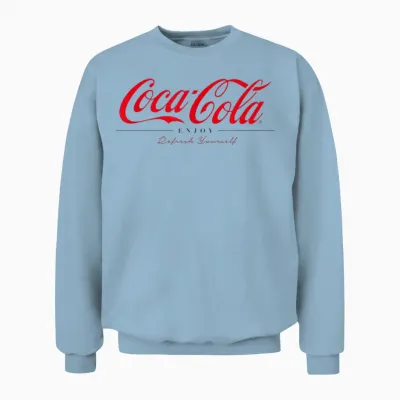 Coca Cola Enjoy and Refresh Yourself T-Shirt, White Unisex Sweatshirt - Light Blue