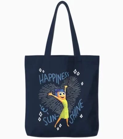 Pixar Inside Out 2 Joy Happiness T-Shirt, Yellow, S Tote Bags - Navy