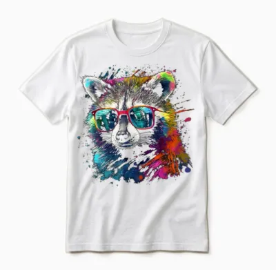 Waschbär Bunte Sonnenbrille - Tiermotiv Kunst Waschbär Unisex T-Shirt - White