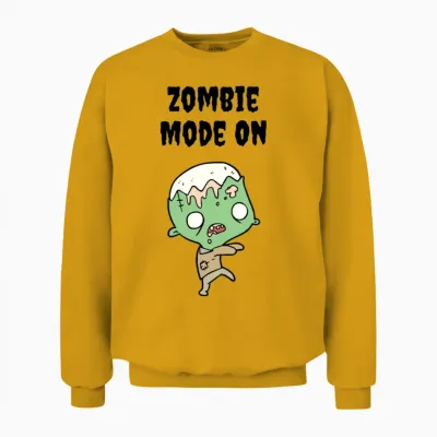 Zombie Mode on Funny Unisex Sweatshirt - Gold