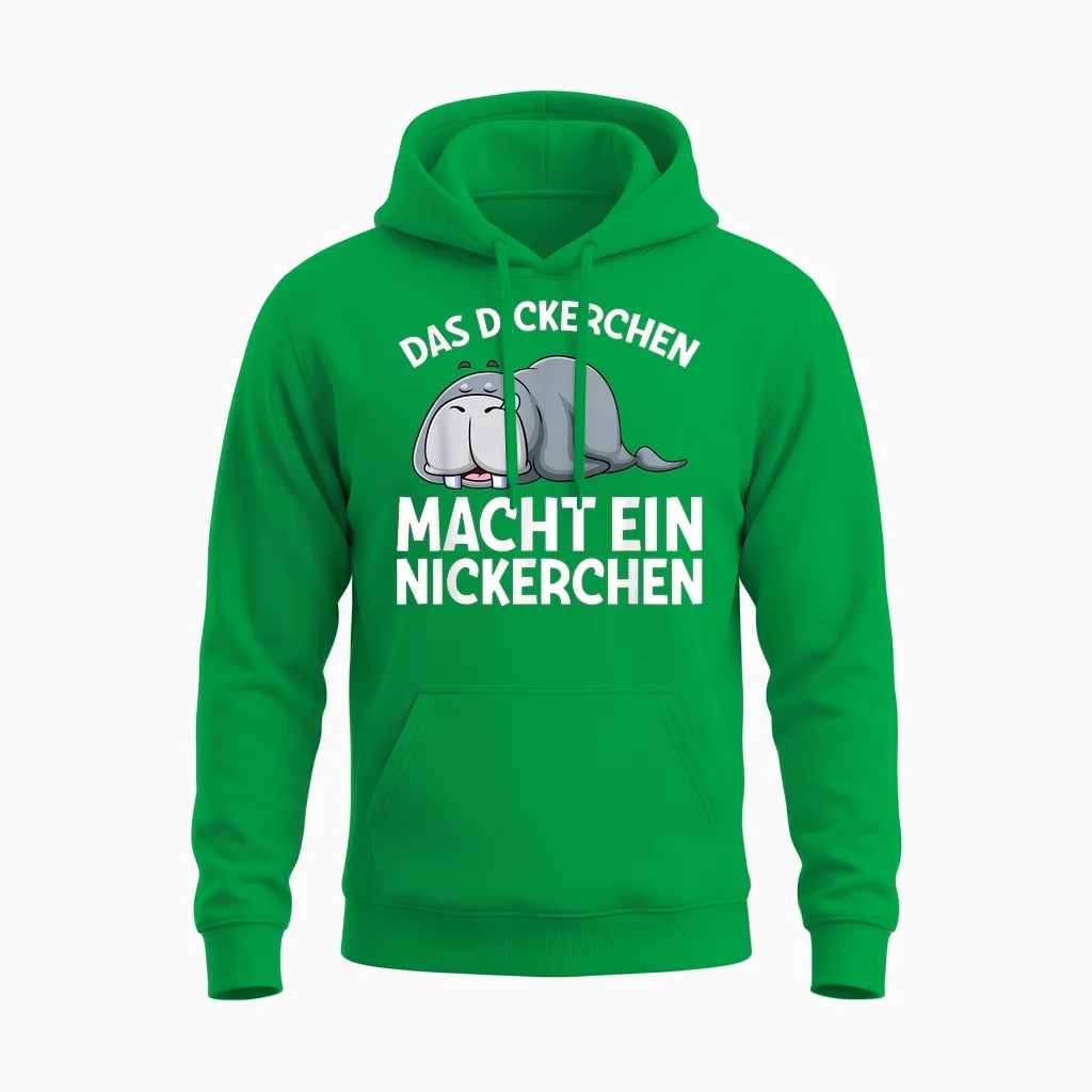Das Dickerchen Macht Ein Nickerchen Walross Pyjama Schlaf Unisex Hoodie in Irish Green