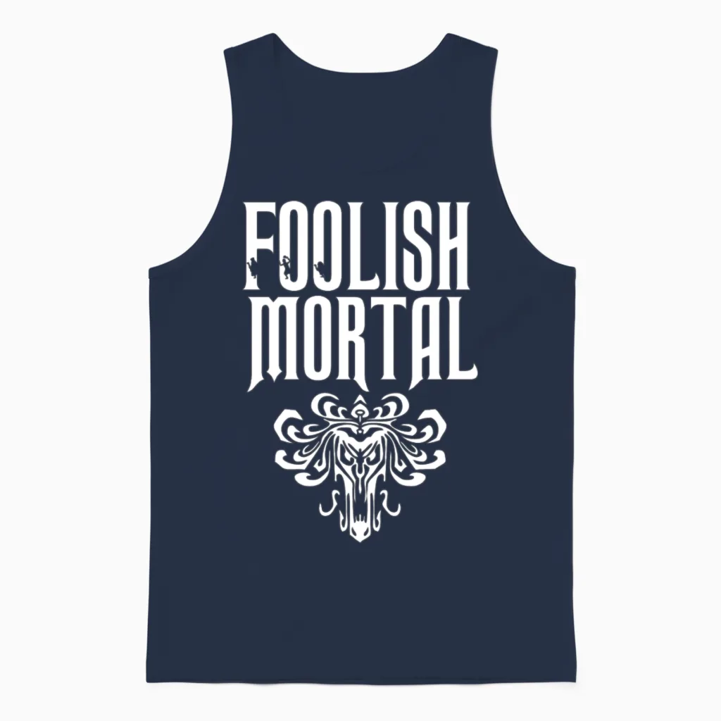 Foolish Mortal Unisex Tank Top in Navy