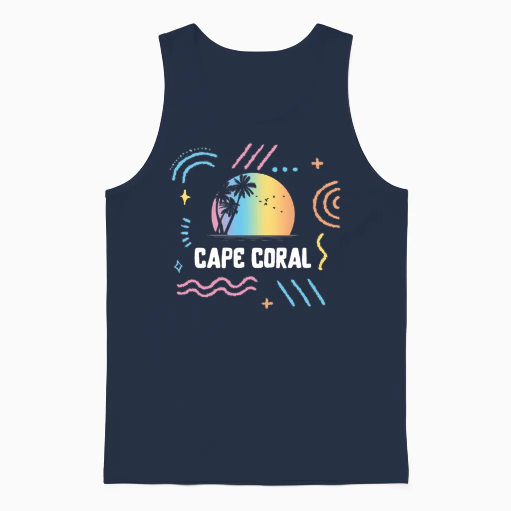 Cape Coral Florida Vacation Family Unisex Tank Top in Navy