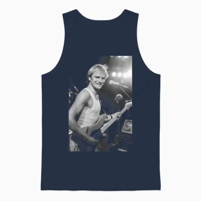 Sting, Singer of the Police, on American Tour in 1980 Unisex Tank Top - Navy