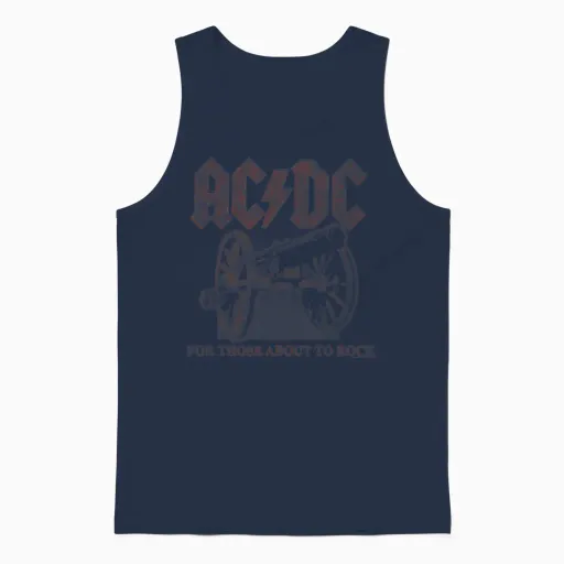 Official Ac/dc for Those About to Rock Canon Rock Music Band Unisex Tank Top in Navy