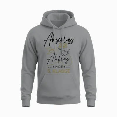Abschluss Grundschule 2026 Lustiger Spruch Abflug Motive Fun Unisex Hoodie - Sport Grey