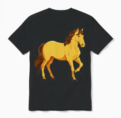 The Golden Horse. Unisex T-Shirt - Black